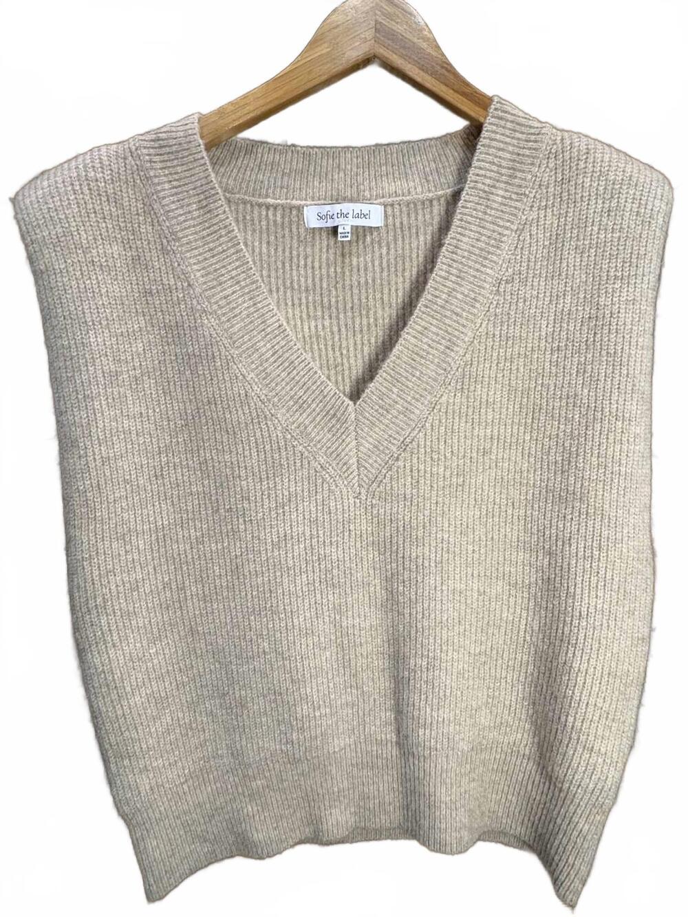 NEW SOPHIE THE LABEL camile knit vest in beige